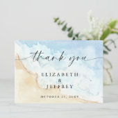 Watercolor Ocean Sea Summer Beach Thank You Card Dankeskarte (Stehend Vorderseite)