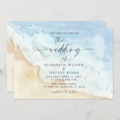 Watercolor Ocean Sea Summer Beach Wedding Einladung (Vorne/Hinten)