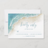 Watercolor Ocean Summer Beach Wedding RSVP Karte (Vorderseite)