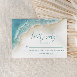 Watercolor Ocean Summer Beach Wedding RSVP Karte