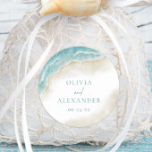 Watercolor Ocean Summer Beach Wedding Runder Aufkleber