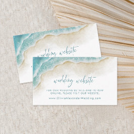 Watercolor Ocean Summer Beach Wedding Website Begleitkarte