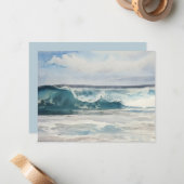 Watercolor Ocean Wave Art Note Card Set Mitteilungskarte (Vorderseite/Rückseite Beispiel)