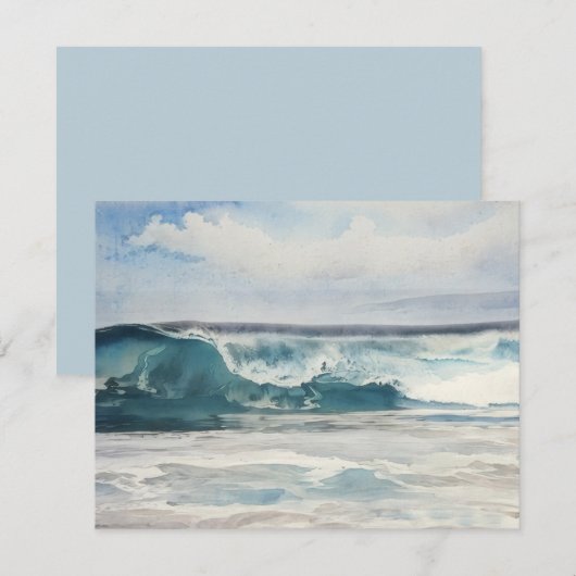 Watercolor Ocean Wave Art Note Card Set Mitteilungskarte (Vorne/Hinten)