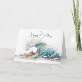 Watercolor Ocean Wave Geburtstag Karte