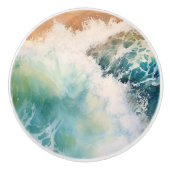 Watercolor Ocean Waves Beach Keramikknauf (Vorderseite)