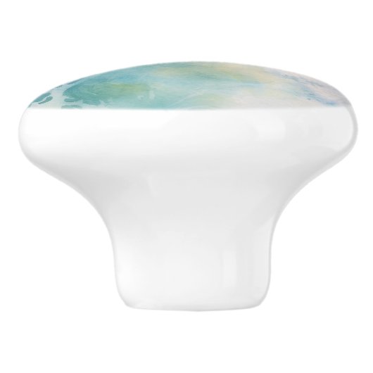 Watercolor Ocean Waves Beach Keramikknauf (Seitenansicht)