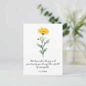 WATERCOLOR OCTOBER MARIGOLD BIRTH FLOWER POSTCARD POSTKARTE (Stehend Vorderseite)