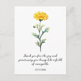 WATERCOLOR OCTOBER MARIGOLD BIRTH FLOWER POSTCARD POSTKARTE