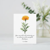 WATERCOLOR OCTOBER MARIGOLD BIRTH FLOWER POSTCARD POSTKARTE (Stehend Vorderseite)