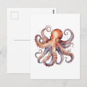 Watercolor Octopus Postkarte (Vorne/Hinten)