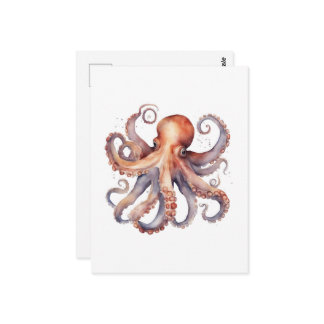 Watercolor Octopus Postkarte