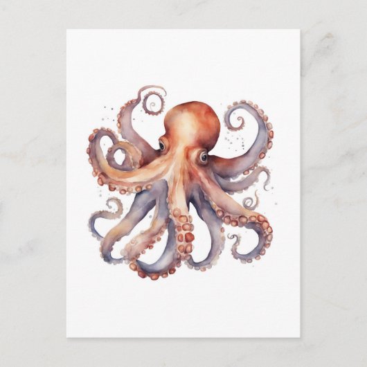 Watercolor Octopus Postkarte (Vorderseite)