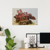 Watercolor of a orange cat tracked logger poster (Heimbüro)