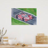 Watercolor of a pink F1 style racecar Poster (Küche)