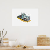 Watercolor of a semi truck stylized poster (Küche)