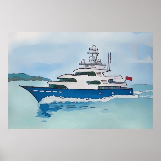 Watercolor of a super yacht poster (Vorne)