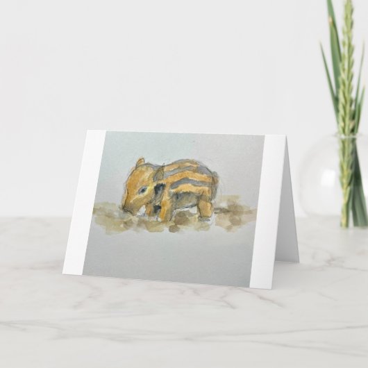 Watercolor of Baby boar on Thank You Card Dankeskarte (Vorderseite)