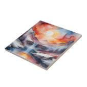 Watercolor of snow covered mountains under sunset fliese (Seite)