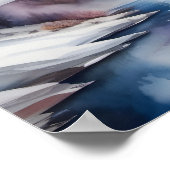 Watercolor of snow covered mountains under sunset poster (Ecke)