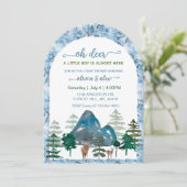 Watercolor oh deer baby boy shower invitations einladung (Stehend Vorderseite)