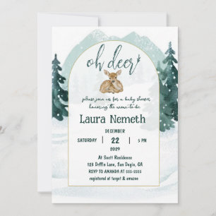 Watercolor Oh Deer Winter Wonderland Baby Shower Einladung