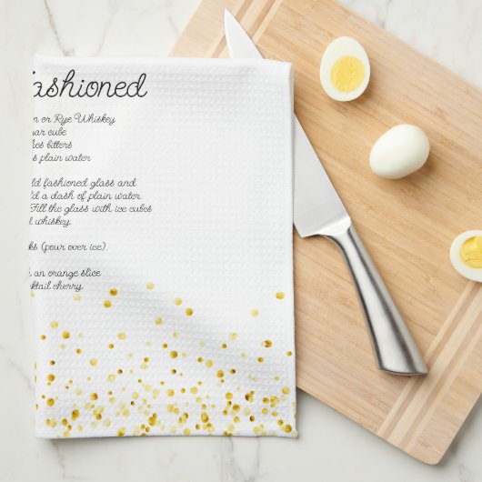 Watercolor Old Fashioned Custom Cocktail Recipe Geschirrtuch (Viertel Falte)