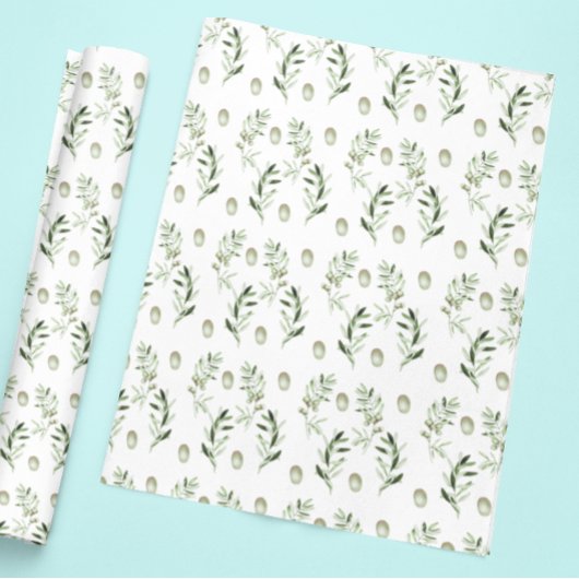 Watercolor Olive Green Geschenkpapier Set