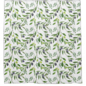 Watercolor Olive Pattern Duschvorhang (Vorderseite)