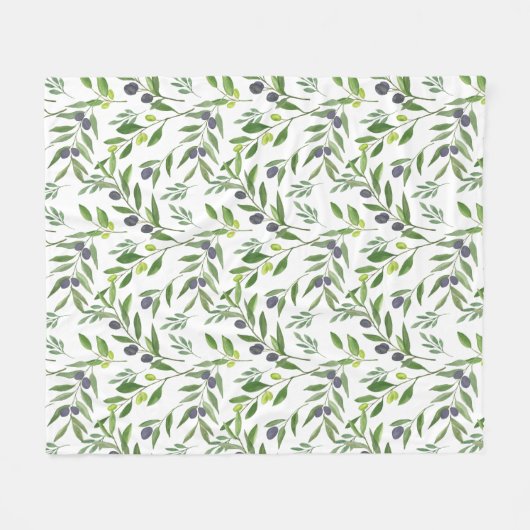 Watercolor Olive Pattern  Fleecedecke (Vorderseite (Horizontal))