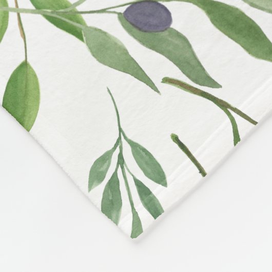 Watercolor Olive Pattern  Fleecedecke (Ecke)