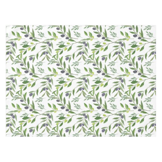 Watercolor Olive Pattern Tischdecke (Vorderseite (Horizontal))