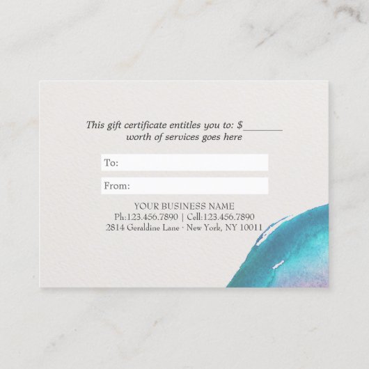 Watercolor OM YOGA Instructor Geschenkgutschein Rabattkarte (Rückseite)