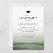 Watercolor Ombre Green Modern Graduation Party Einladung (Vorderseite)