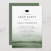 Watercolor Ombre Green Modern Graduation Party Einladung (Vorne/Hinten)