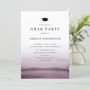 Watercolor Ombre Lila Modern Graduation Party Einladung