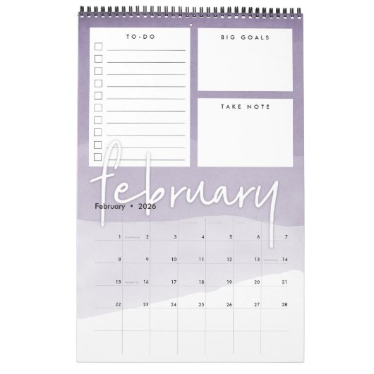 Watercolor Ombre Monatlicher Planerkalender Kalender (Feb 2026)