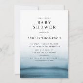 Watercolor Ombre Navy Blue Modern Baby Dusche Einladung (Vorderseite)
