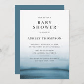 Watercolor Ombre Navy Blue Modern Baby Dusche Einladung (Vorne/Hinten)