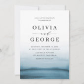 Watercolor Ombre Navy Blue Modern Wedding Einladung (Vorderseite)