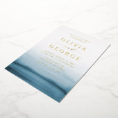 Watercolor Ombre Navy Blue Modern Wedding Folieneinladung (Gedreht)