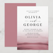 Watercolor Ombre Red Modern Wedding Einladung (Vorne/Hinten)