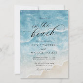 Watercolor On the Beach Elegant Script Wedding Einladung (Vorderseite)