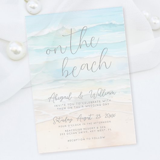 Watercolor On The Beach Wedding Acryleinladungen