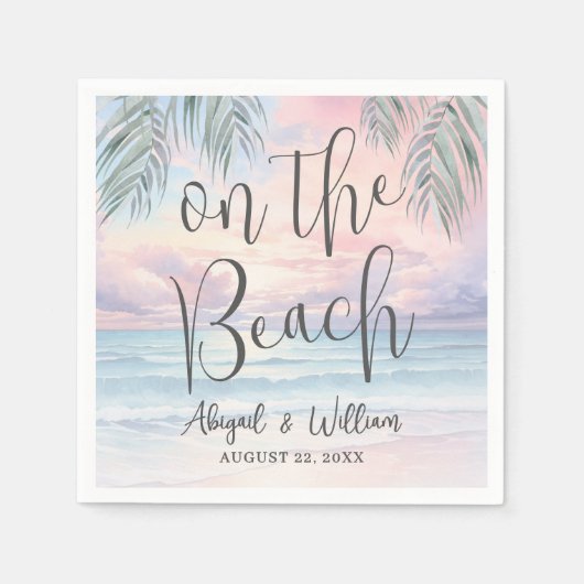 Watercolor On The Beach Wedding Serviette (Vorderseite)