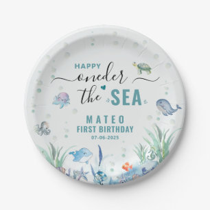 Watercolor One-der unter dem Meer 1. Geburtstag Pappteller