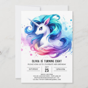 Watercolor Online Pferd Geburtstag Einladung