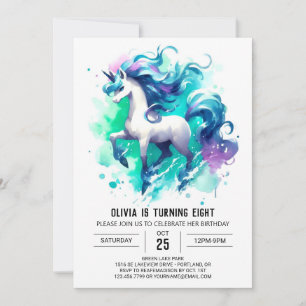 Watercolor Online Pferd Geburtstag Einladung