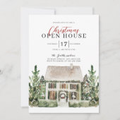 Watercolor Open House Weihnachten Party Einladung (Vorderseite)