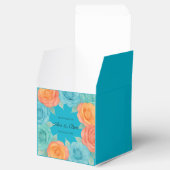 Watercolor Orange and Teal Roses Wedding Geschenkschachtel (Geöffnet)
